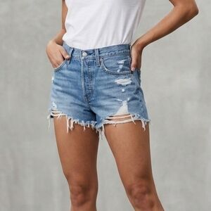 Levi's Light Blue Distressed Jean Shorts